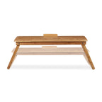 Relaxdays Laptoptisch Bambus XL, ideale Belüftung, höhenverstellbar, 5 Neigungswinkel, Lapdesk mit Schubfach, Natur