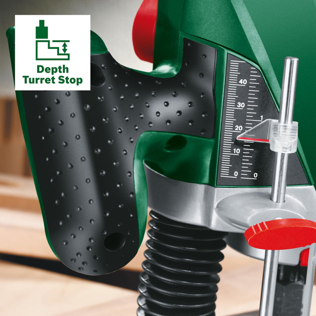 Bosch Oberfräse POF 1200 AE (1200 Watt, inkl. Zubehör für präzise Holzbearbeitung, für unterschiedliche Holzarten)
