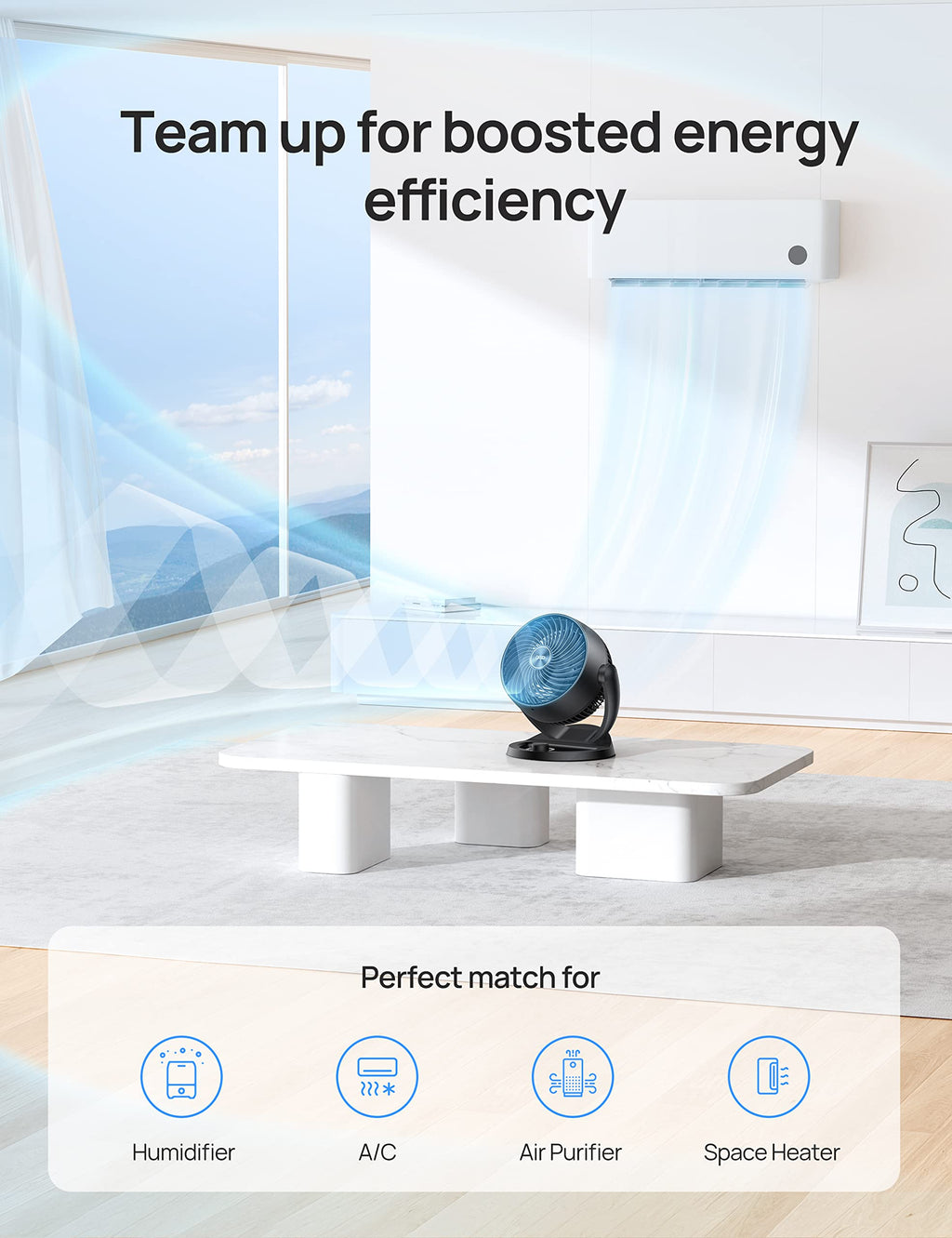 Dreo 28dB leiser Tischventilator, 30cm hoher Ventilator mit Kühlung, 3 Geschwindigkeiten 21m Luftstrom, 120° verstellbar Neigungswinkel Turbo-Luftzirkulator, tragbarer Lüfter für Schlafzimmer, Schwarz