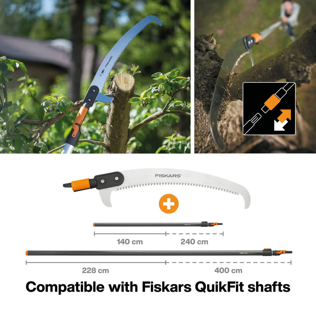 Fiskars Wertastungssäge für Arbeiten an weit entfernten Stellen, Werkzeugkopf, Länge: 55 cm, Gehärtetes Stahl-Sägeblatt, Schwarz/Orange, QuikFit, 1000691