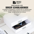 BIGSO BIRGER Schubladenbox – Aufbewahrungsbox mit 2 Schubladen – Schreibtisch Ablage für Dokumente & Bürobedarf – Ablagesystem aus recycelter Faserplatte und Papier – weiß