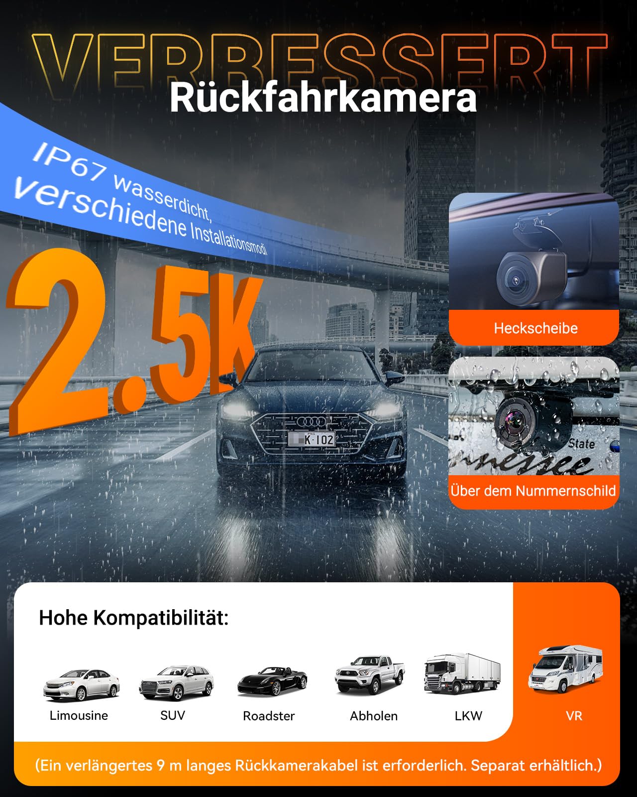 VANTRUE N4S 3 Lens STARVIS 2 Dashcam Auto, 5GHz WiF GPS 1944P+ 1440P+ 2.5K Dash Cam, 3 Channel HDR Nachtsicht Dashcams 10S. Puffer Parkmodus, LTE Optional, Sprachsteuerung, Max 1TB
