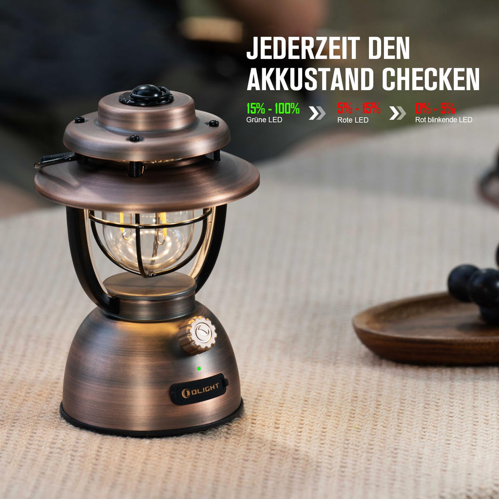 OLIGHT Olantern Classic 2 Pro Campinglampe 300 LM, LED Laterne im Retro-Stil Stufenlos Dimmbar, Notstrombank USB Wiederaufladbar, für Camping, Garten, Stimmungsvolle Dekoration, Wandern
