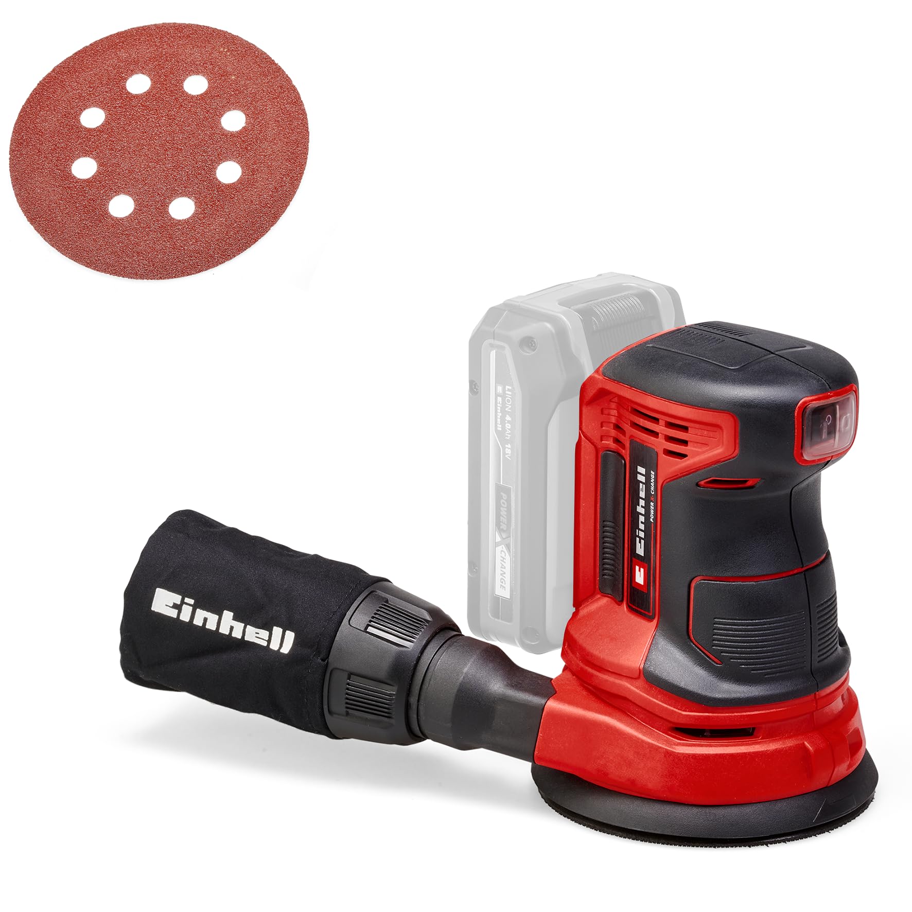 Einhell Akku-Exzenterschleifer TE-RS 18 Li-Solo Power X-Change (Lithium-Ionen, Drehzahl-Elektronik, Mikro-Kletthaftung, inkl. 1x Schleifpapier P80, ohne Akku und Ladegerät)
