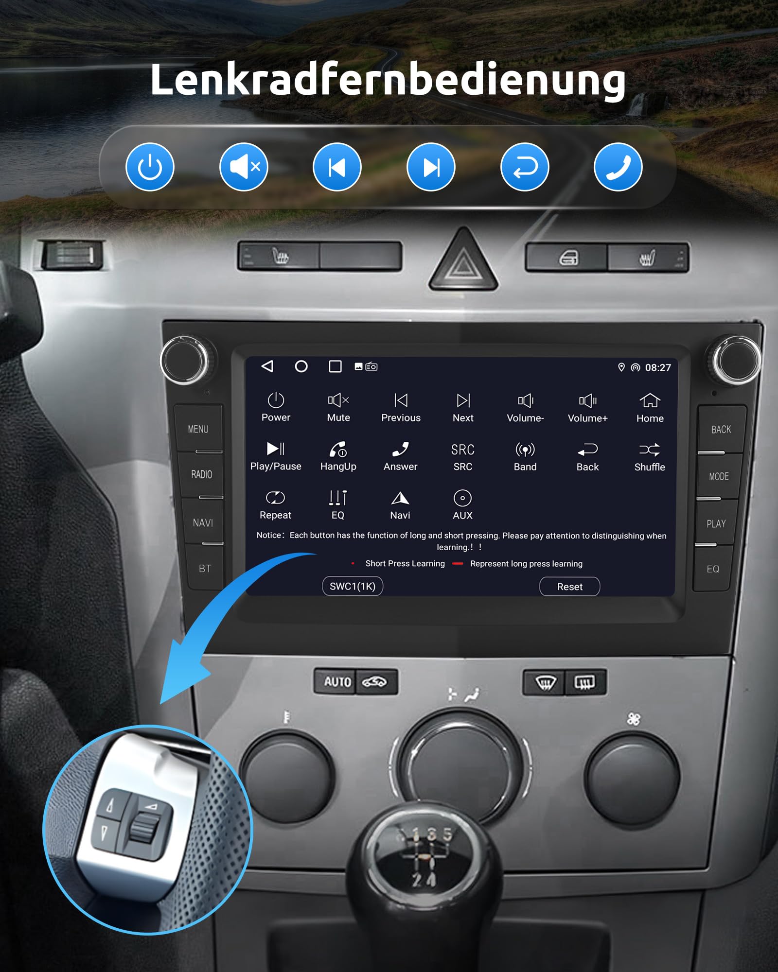 ESSGOO 4+64G Drahtloses Autoradio und Android Auto CarPlay Für Vauxhall Opel Corsa C/D Zafira B Astra G/H Meriva Signum Combo mit 7 Zoll Touchscreen Bluetooth FM RDS GPS WiFi Silber