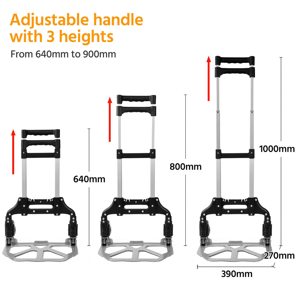 Yaheetech Sackkarre klappbar Transportkarre mit Gummiräder Stapelkarre Handewagen mit Anti-Rutsch Handgriff Transportwagen Trolley belastbar bis 75 kg