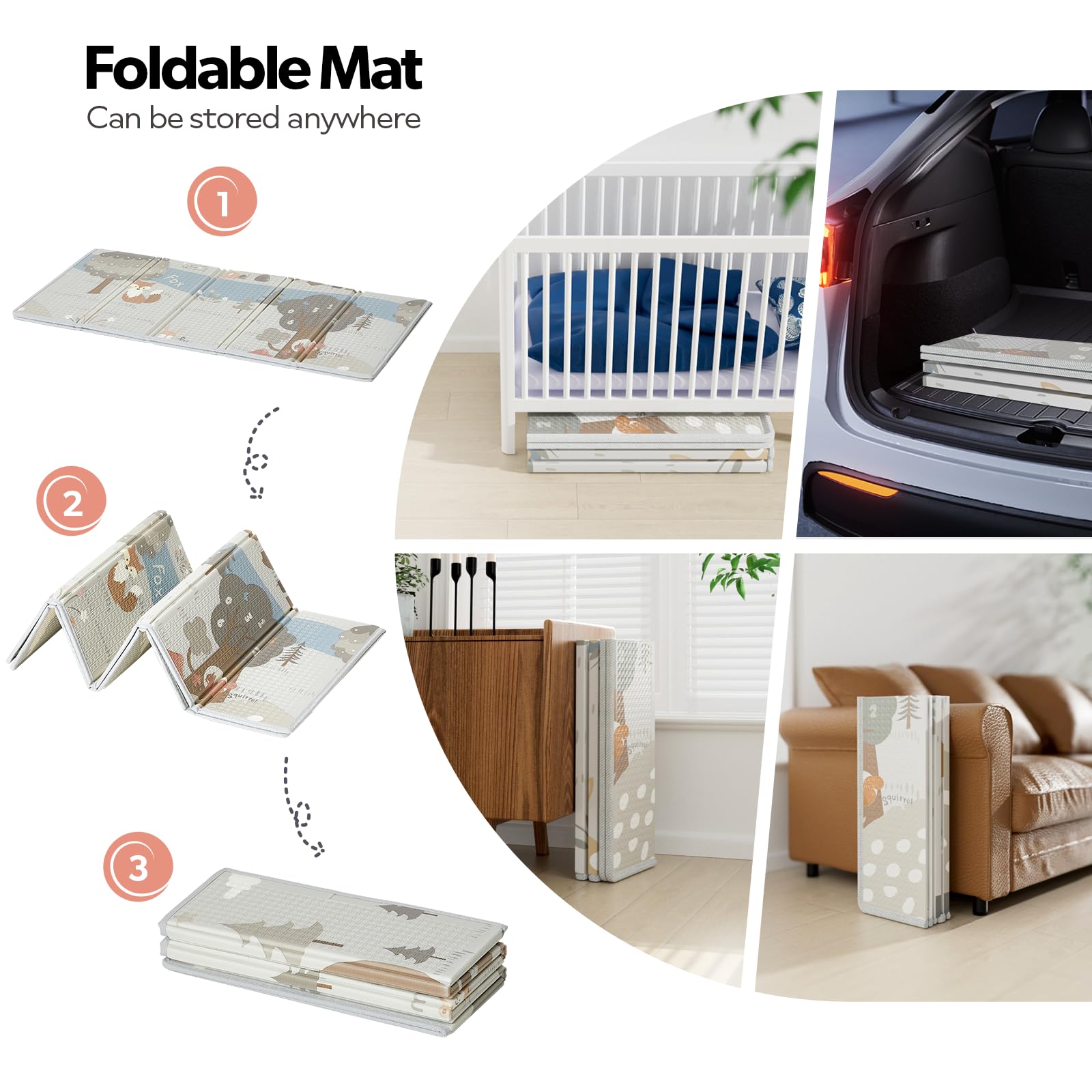 Fodoss Baby Laufgitter mit Matte, 120x120cm Laufstall Baby, mit Matratze, Atmungsaktives Netzdesign, Laufstall für die Wohnung-Beige