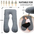 Chilling Home Schwangerschaftskissen, U Form Seitenschläferkissen mit Bezug U Kissen Stillkissen groß Lagerungskissen, Kissen für Frauen und Seitenschläfer(Schwarz Blau)
