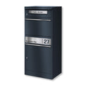 Metzler Paketbox, Briefkasten mit großem Paketfach in Anthrazit, personalisierte Paketbox für draußen, Standbriefkasten mit Paketfach, Paketkasten, Postbox mit Gravur, rostfrei und massiv - Bispo 2