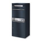 Metzler Paketbox, Briefkasten mit großem Paketfach in Anthrazit, personalisierte Paketbox für draußen, Standbriefkasten mit Paketfach, Paketkasten, Postbox mit Gravur, rostfrei und massiv - Bispo 2