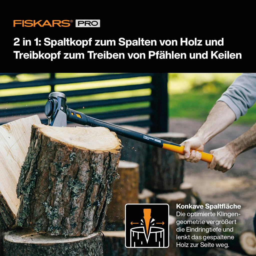 Fiskars Spaltaxt IsoCore XXL zum Spalten von Stammstücken oder zum Eintreiben von Keilen, Länge: 92 cm, Kopfgewicht: 3,6 kg, Schwarz/Orange, 1020220