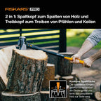 Fiskars Spaltaxt IsoCore XXL zum Spalten von Stammstücken oder zum Eintreiben von Keilen, Länge: 92 cm, Kopfgewicht: 3,6 kg, Schwarz/Orange, 1020220