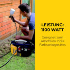 Stanley Kompressor DN200/10/5 - 10 Bar - 5L - 180L/Min - Tragbar für Autozubehör - Mini Kompressor mit Handgriff und Trageriemen - Gelb