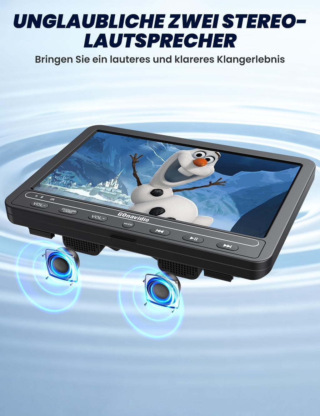 10,5 Zoll DVD Players Auto 2 mit HDMI-Eingang, 5-Stunden-Akkulaufzeit, DVD-Player Auto, USB/TF-Karte, Speicherkapazität, Wiedergabe gleicher/verschiedener Filme, Regionsfrei