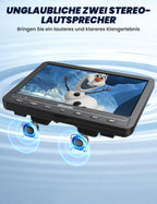 10,5 Zoll DVD Players Auto 2 mit HDMI-Eingang, 5-Stunden-Akkulaufzeit, DVD-Player Auto, USB/TF-Karte, Speicherkapazität, Wiedergabe gleicher/verschiedener Filme, Regionsfrei