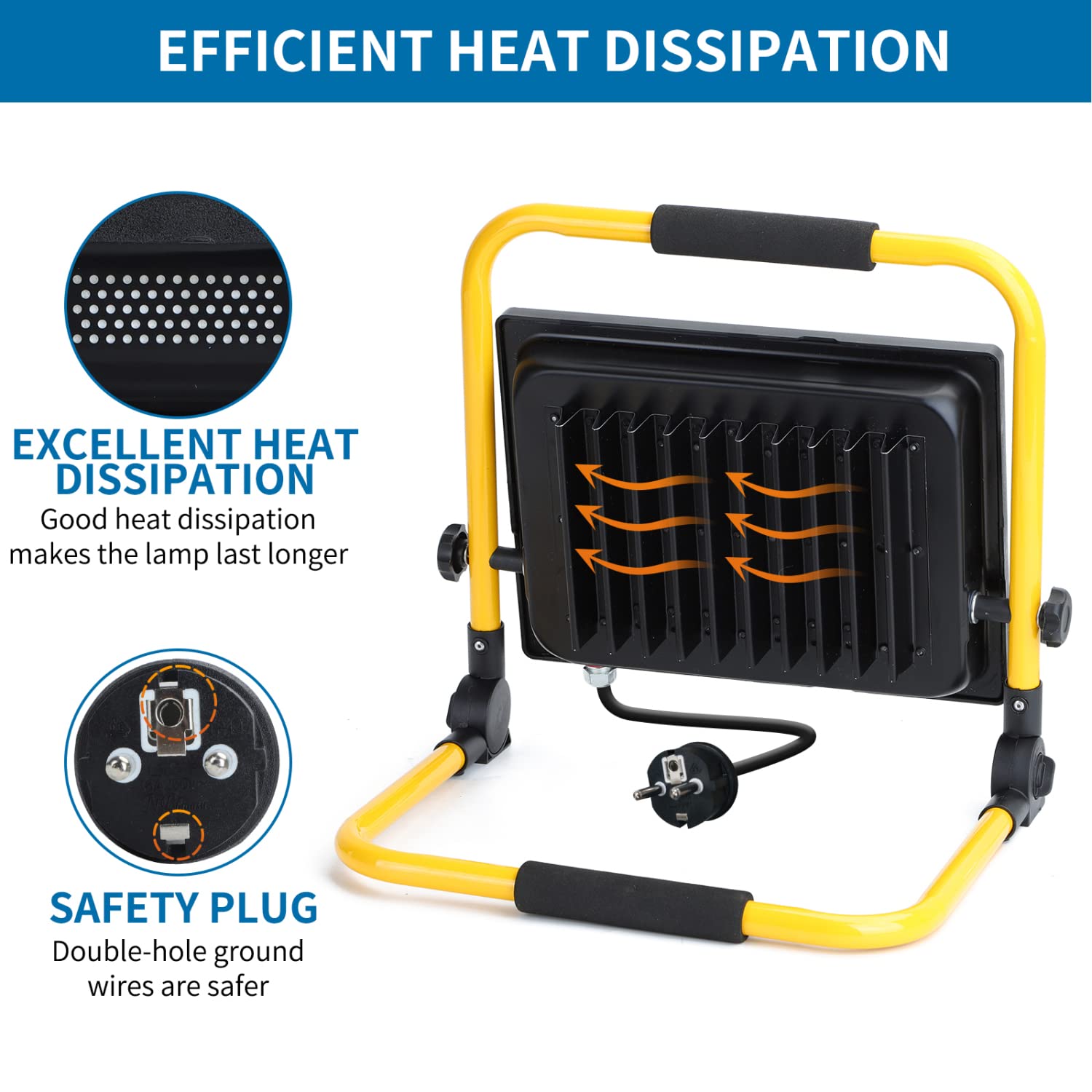 Aigostar LED Baustrahler 100W 8800LM (Ersetzt 880W),LED Arbeitsleuchte mit Stecker,Wasserdichtes Arbeitsscheinwerfer Bauscheinwerfer,für Werkstatt oder Baustelle,Garage, 6500K Tageslichtweiß