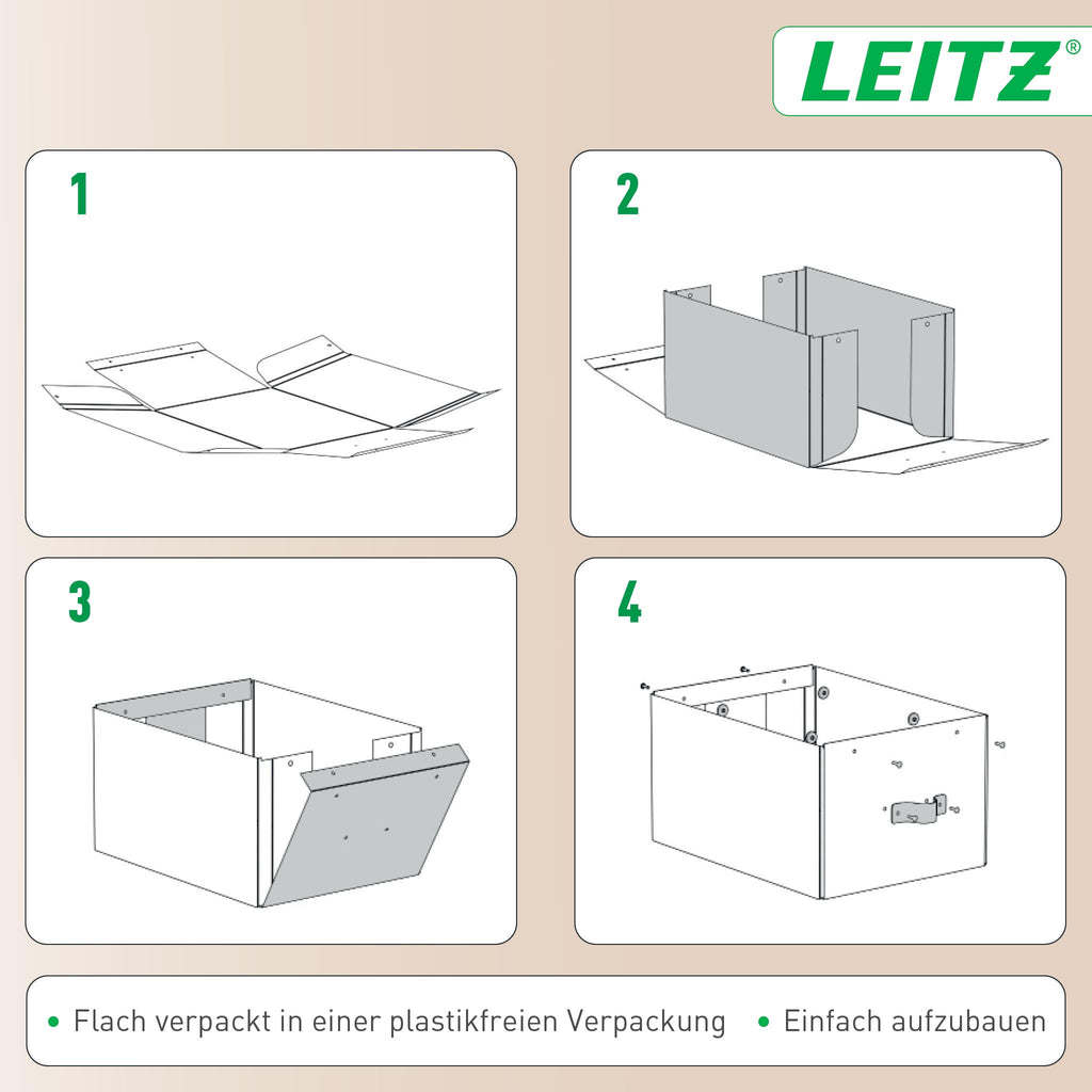 Leitz Puro Flache Aufbewahrungsbox mit Deckel, Medium, 2er-Set, Box 8 L, stapelbar, Organizer-Box für Regale und Schränke, FSC-Karton, für Büro und Home Office, 26 x 35 x 10 cm, Grün, 61480050