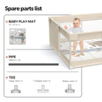 Fodoss Baby Laufgitter mit Matte, 120x120cm Laufstall Baby, mit Matratze, Atmungsaktives Netzdesign, Laufstall für die Wohnung-Beige