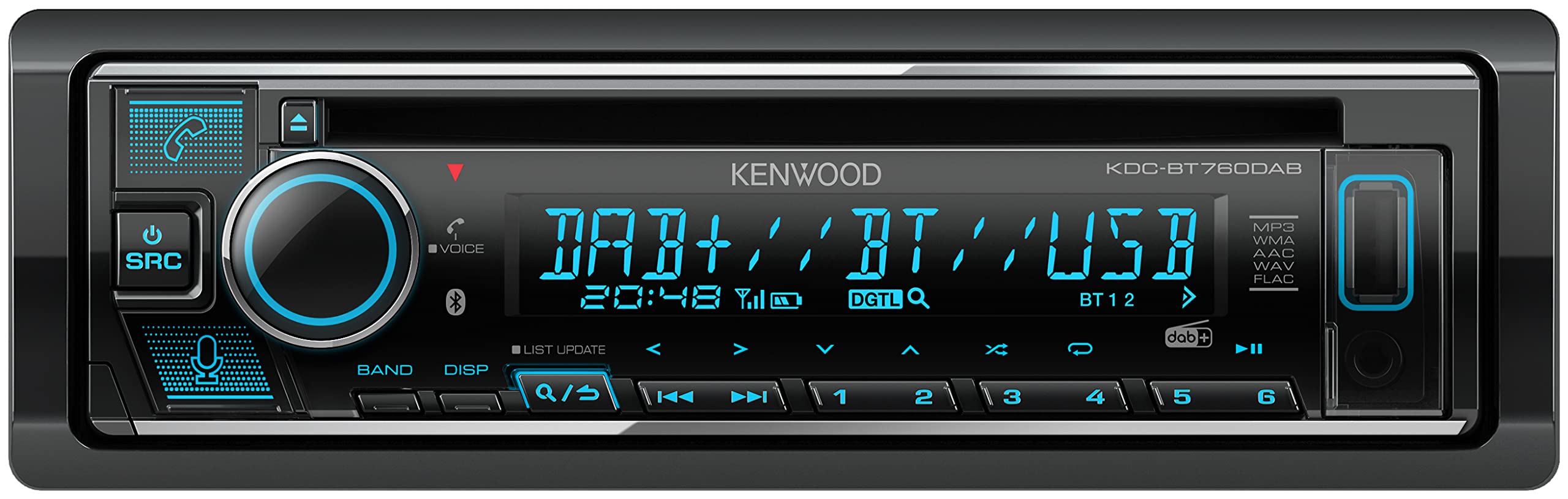 Kenwood KDC-BT760DAB CD-Autoradio mit DAB+ & Bluetooth Freisprecheinrichtung (USB, AUX-In, 2 x Pre-Out 2.5V, Amazon Alexa, Soundprozessor, 4x50 W, VAR. Beleuchtung, Antenne)