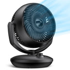 Ventilator Leise, 22dB Tischventilator sehr Leise, Fan mit 3 Geschwindigkeiten und 90° Verstellbare Neigung für 15m² Räume, Leistungsstarker 3D Turbo Ventilatoren für Büro, Schlafzimmer,Schwarz