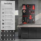 tectake® Werkzeug Lochwand aus Metall, 160 x 60 x 2 cm, Werkzeugwand Lochplatte, inkl. Werkzeughalter Set Haken und Halterungen, Wandregal Regalsystem für Werkbank, Garage, Werkstatteinrichtung - 4tlg