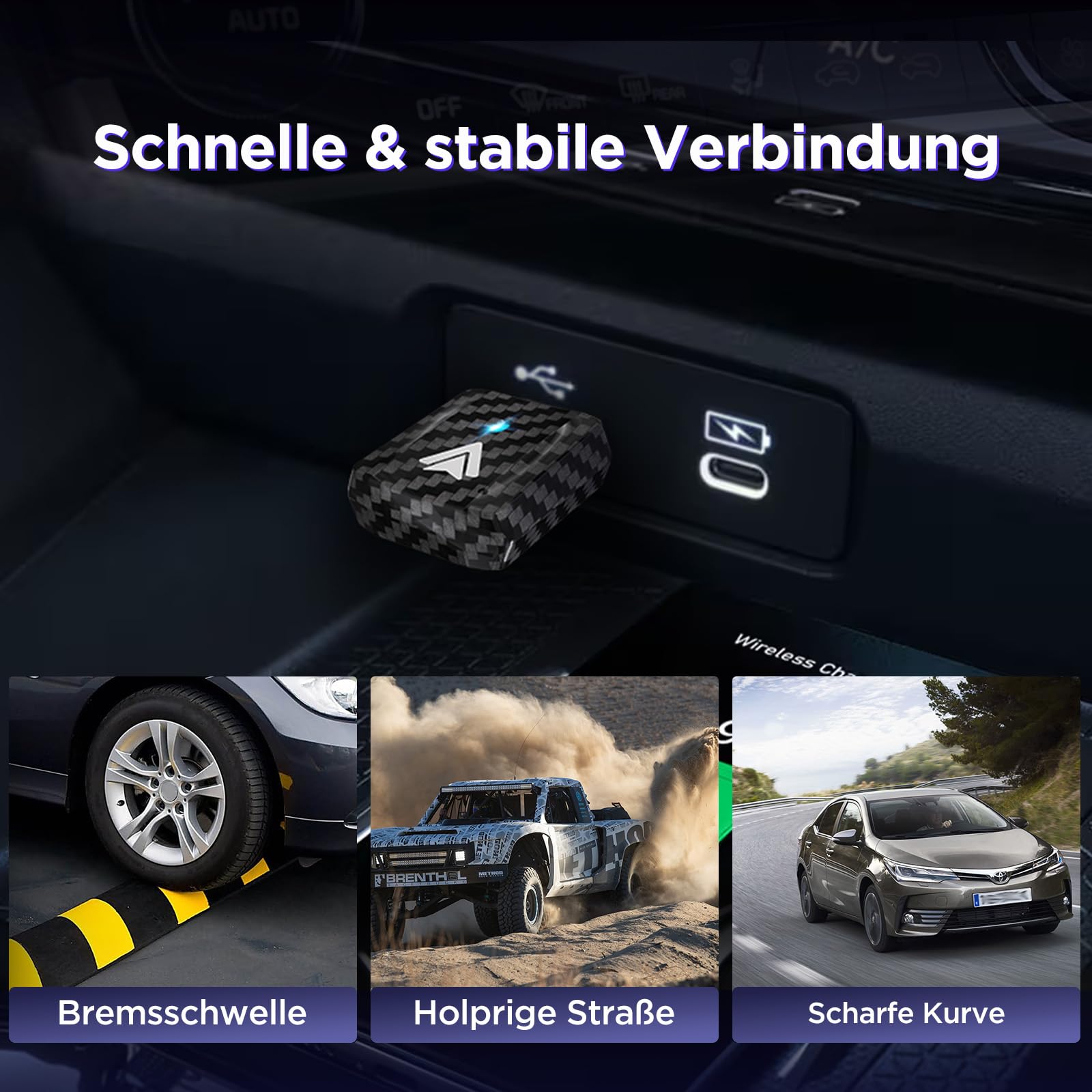 MSXTTLY Android Auto Wireless Adapter – 2026 U2AC-L9 Wandelt Ihre Wired in Wireless für Autos Radio mit Android Auto um, Kompatibel mit Android 11+, USB-C/A 5GHz WiFi Schwarz