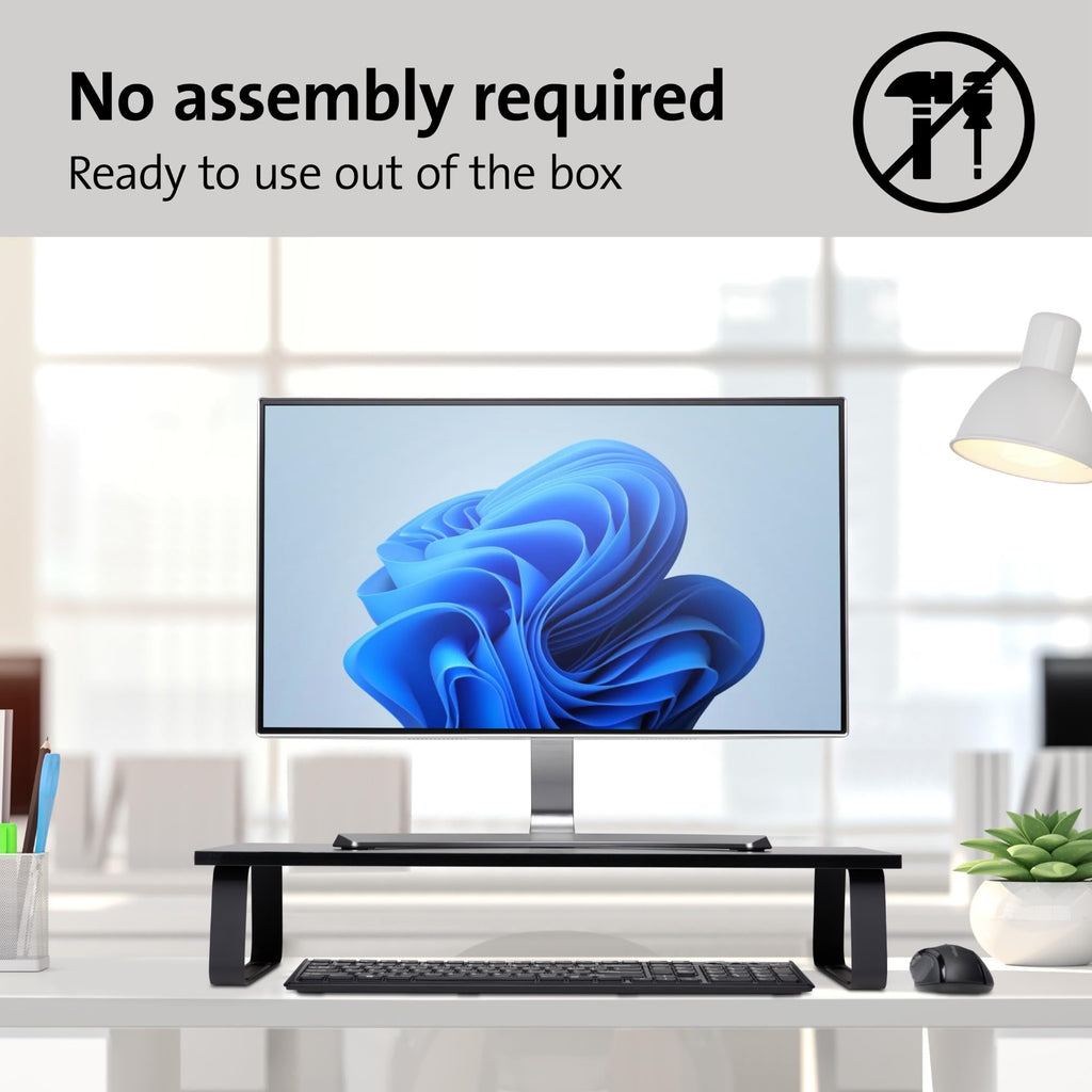 Kensington Extra breiter Monitorständer für Schreibtische. Großer Computerständer/Monitorständer/Schreibtischerhöhung (K55726EU), Schwarz