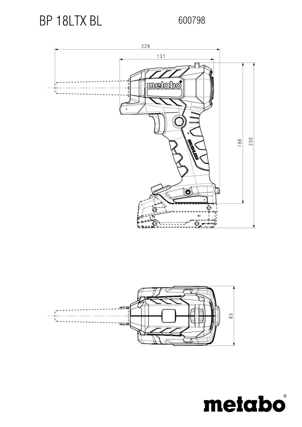 metabo Akku-Blaspistole BP 18 LTX BL - 18V, Brushless Motor, 0.7 m³/min Luftmenge, 122 m/s Luftgeschwindigkeit, LED-Arbeitslicht - Vielseitig für Reinigen, Ausblasen, Aufpumpen und Entlüften