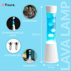 FISURA - Lavalampe blaue un weiße. Weiße Basis, blaue Flüssigkeit und weiße Lava. Lavalampe mit Ersatzbirne. Maße: 11 x 11 x 39,5 Zentimeter.