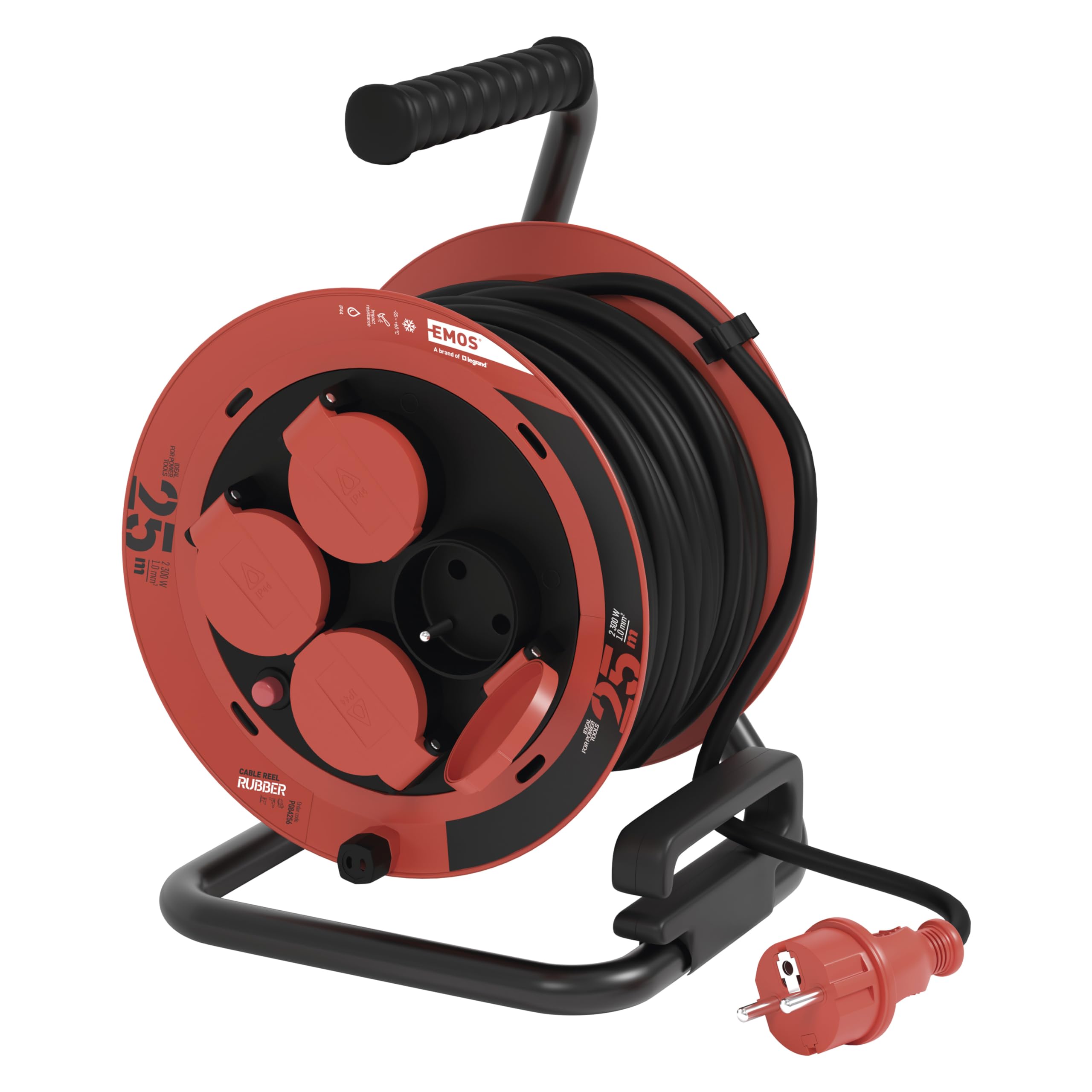 EMOS - Kabeltrommel 25m in FRENCH Standard - 1,0 mm2 - IP44 für Außenbereich