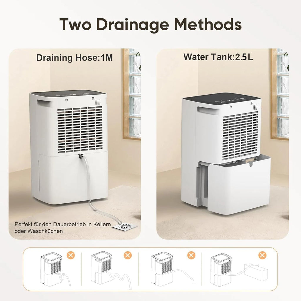 COLAZE Luftentfeuchter 12L/24h, Luftentfeuchter Elektrisch für Raumgrößen 120m³(30m²), Entfeuchter Leise, Raumentfeuchter mit Kompressor, Ideal für für Wohnung, Bad & Keller