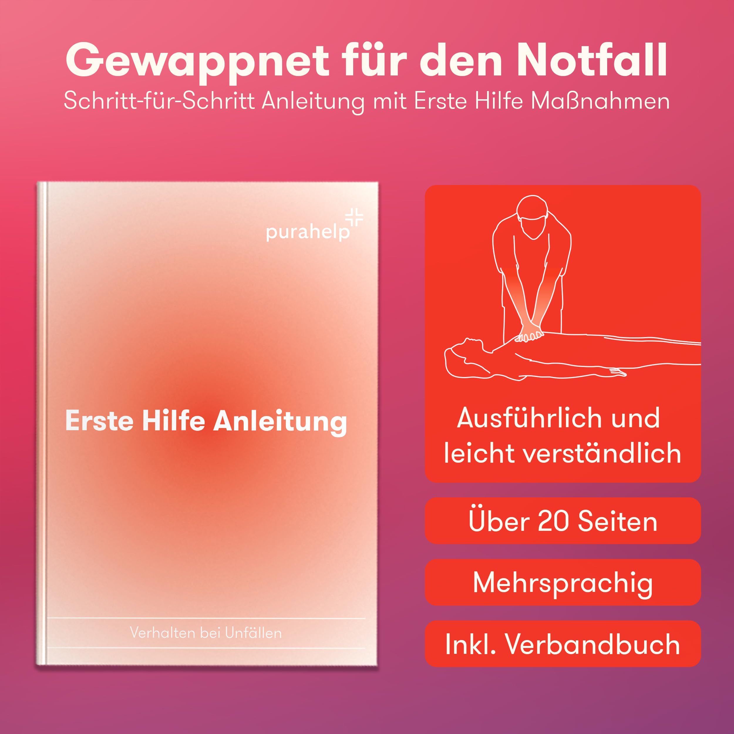 PURAHELP® KFZ Kombitasche inkl. Beatmungstuch [DIN 13164] - Verbandskasten Auto mit Warndreieck & Warnweste - PKW Verbandskasten StVO Konform für 2026 - Erste Hilfe Set Auto - First Aid Kit Car