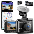AZDOME Dashcam Auto Vorne Hinten 4K/2,5K GPS WiFi Dash Cam Auto mit Starvis, 64GB SD Karte, Auto Kamera, Parküberwachung, Super Nachtsicht, WDR, 170° Weitwinkel, G-Sensor, Loop-Aufnahme, GS63H Pro