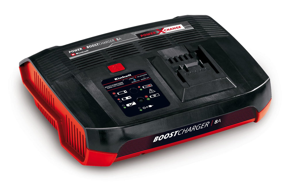 Original Einhell Ladegerät Power X-Boostcharger 8 A Power X-Change (Li-Ion, für alle PXC-Akkus verwendbar, Boost-Modus zum schnelleren Laden, 7-fache LED-Statusanzeige)