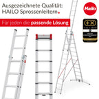 Hailo T80 FlexLine Alu-Sicherheits-Teleskopleiter - ausziehbare Anlegeleiter mit 13 Sprossen - Arbeitshöhe bis 450 cm - Gewicht 13,1 kg - Silber