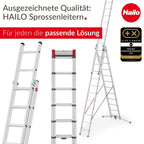 Hailo S100 ProfiLOT 3-teilige Alu-Kombileiter mit LOT-System - gleicht Unebenheiten aus - 2 x 9 + 1 x 8 profilierte Sprossen belastbar bis 150 kg - Aluleiter made in Germany - Leiter rostfrei - silber