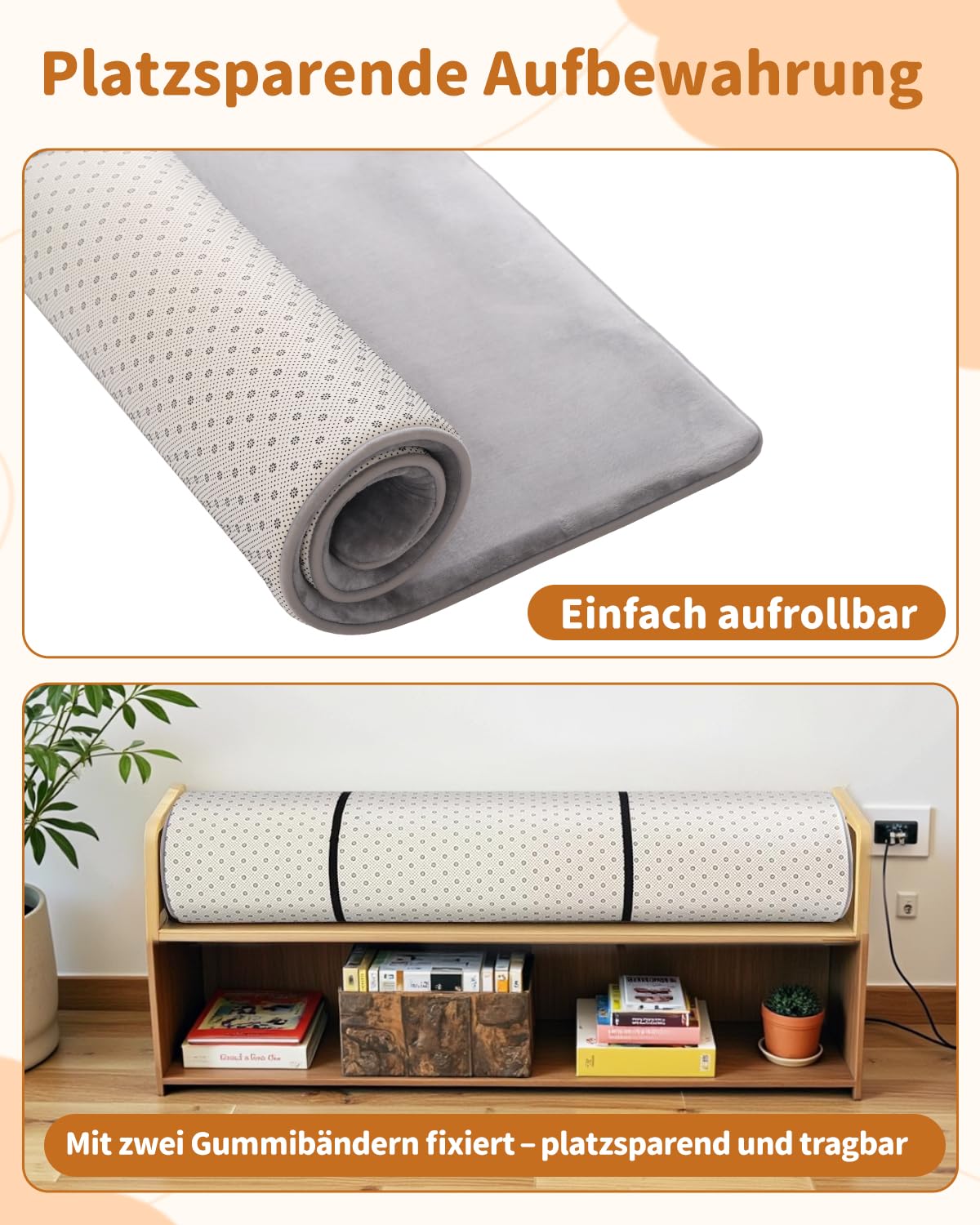 Favodormir Dicke Krabbelmatte Baby 120×120×3cm,Schaumfüllung Teppich Spielmatte Baby,Rutschfester Unterseite&Weicher Kurzflor, Pflegeleicht,Teppich Kinderzimmer,Spielmatten Für Laufgitter,Grau