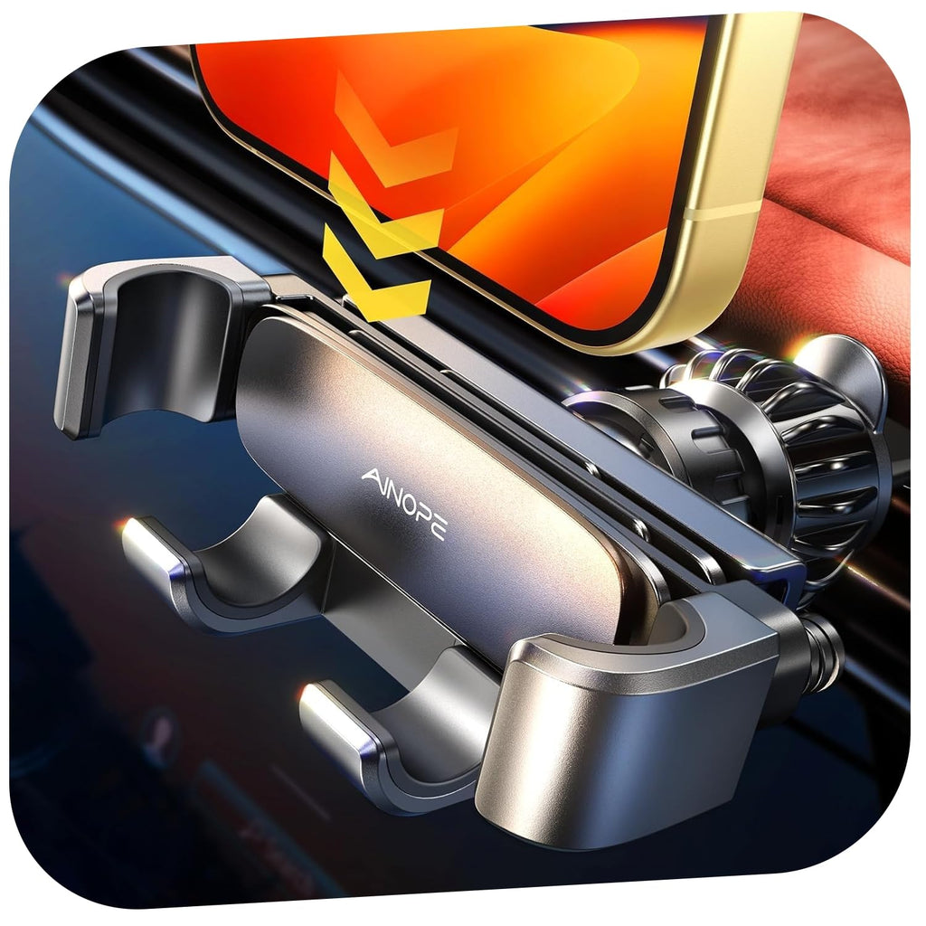 AINOPE Handyhalterung Auto Lüftung - [Schwerkraft-Design] [Einhandbedienung] Handy Halterung Auto, 2025 Autohalterung Auto Zubehör Für iPhone 16 e 15 14 13 12 11 Pro Max XR, Smartphone mit Hülle
