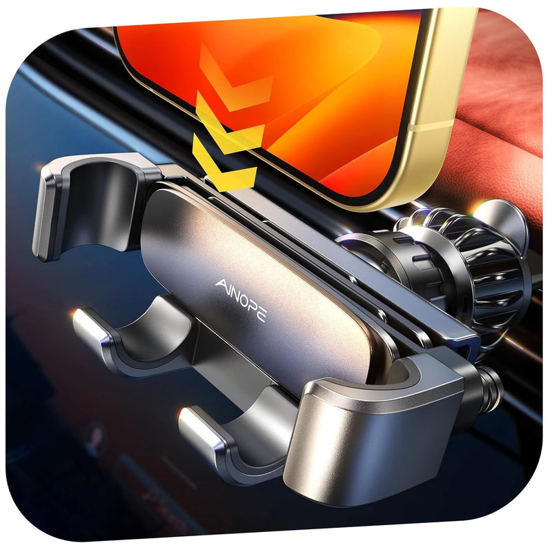 AINOPE Handyhalterung Auto Lüftung - [Schwerkraft-Design] [Einhandbedienung] Handy Halterung Auto, 2025 Autohalterung Auto Zubehör Für iPhone 16 e 15 14 13 12 11 Pro Max XR, Smartphone mit Hülle