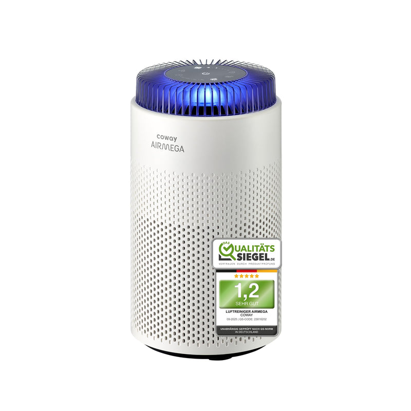 COWAY Luftreiniger Allergiker für Schlafzimmer & kleine Räume, leiser Luftreiniger mit 18,4 dB, CADR 120,1 m³/h, Mood Light, Automatik gegen Pollen, Staub, Tierhaare & Rauch, AIRMEGA 50