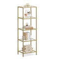 VASAGLE Regal mit 5 Ablagen, Badregal, gehärtetes Glas, einfache Montage, für Badezimmer, Wohnzimmer, Küche, Büro, transparent-metallisches Gold LGT029A01