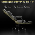 JUMMICO Gaming Stuhl, Schreibtischstuhl mit Massagefunktion,Bürostuhl Ergonomisch mit Fußstütze,150 kg, Schwarz