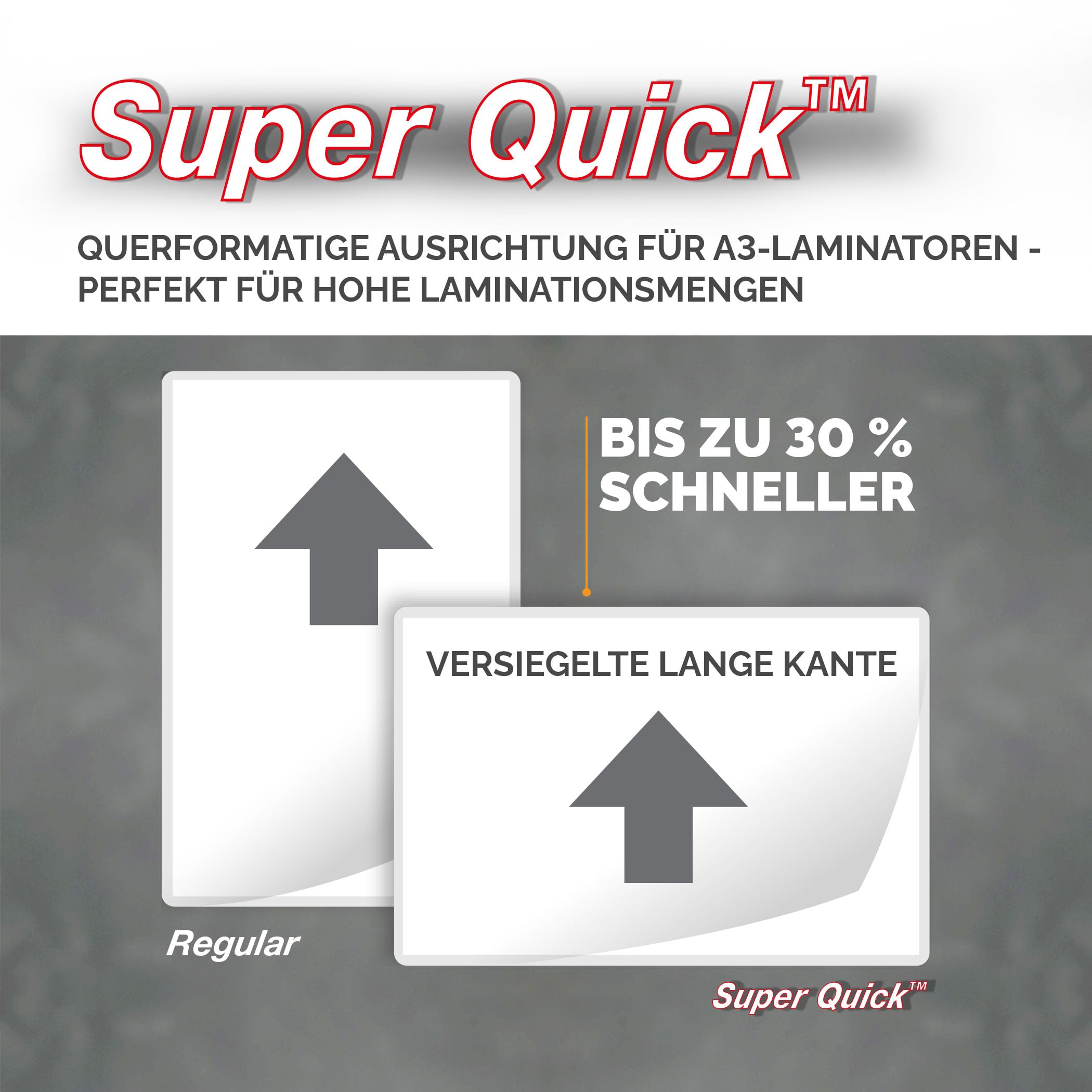 Fellowes Laminierfolie A4 SuperQuick, 125 Mikron (2 x 125mic), 100 Stück, Längsseite versiegelt, für A3 Laminiergeräte