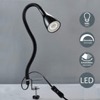 B.K.Licht - Schreibtischlampe mit Kabelschalter, dimmbar in Stufen, schwenkbar, Tischlampe, Klemmleuchte, Tischleuchte, Bürolampe, Leselampe, Leselicht, Klemmlampe, 60x5,5 cm, Schwarz