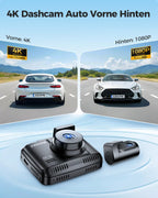 AZDOME Dashcam Auto Vorne Hinten 4K/2,5K GPS WiFi Dash Cam Auto mit Starvis, 64GB SD Karte, Auto Kamera, Parküberwachung, Super Nachtsicht, WDR, 170° Weitwinkel, G-Sensor, Loop-Aufnahme, GS63H Pro