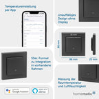 Homematic IP Smart Home Temperatur- und Luftfeuchtigkeitssensor – innen, anthrazit, steuert digital Heizkörper/Fußbodenheizung App, Alexa, Google Assistant, Temperaturmessung, Energie sparen, 160530A0