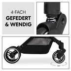 hauck Travel N Care Plus, Dusty Blue - Reisebuggy für Kinder ab Geburt bis 22 kg mit Liegefunktion & Kopfposter - Leicht (7,2 kg) & Einhändig Faltbar - Selbststehend - UPF 50+ & Netzfenster