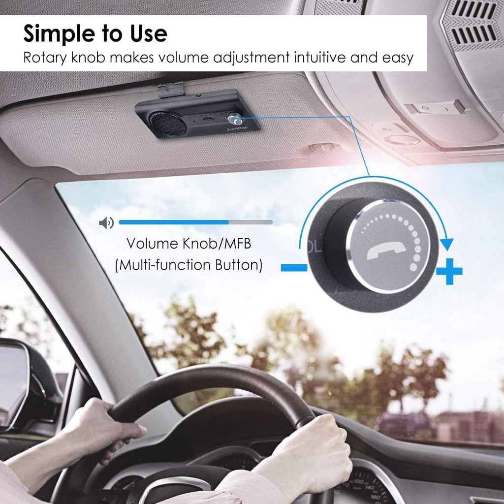 Avantree CK11 Kfz Bluetooth 5.0 Freisprecheinrichtung Freisprechanlage Car Kit für Sonnenblende, Lauter Lautsprecher, Siri Assistant Unterstützung, Lautstärkeregler, Auto Power On – Titan