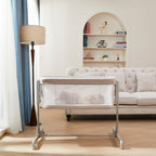 SANEWE Beistellbett Babybett - Stubenwagen Baby Bett mit Rollen Federwiege für Babys - Reisebett Set - Ausziehbares Kinderbett - Sicherer Schlafplatz für Kleinkinder