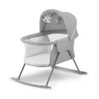 kk Kinderkraft Kinderkraft Kinderbett 3 in 1 lOVI, Kinderreisebett, Stubenwagen, Babywiege, Baby Wippe, Zusammenklappbar, Einfach Transport, mit Zubehör, Tasche, Moskitonetz,von Geburt bis 9 kg, Grau